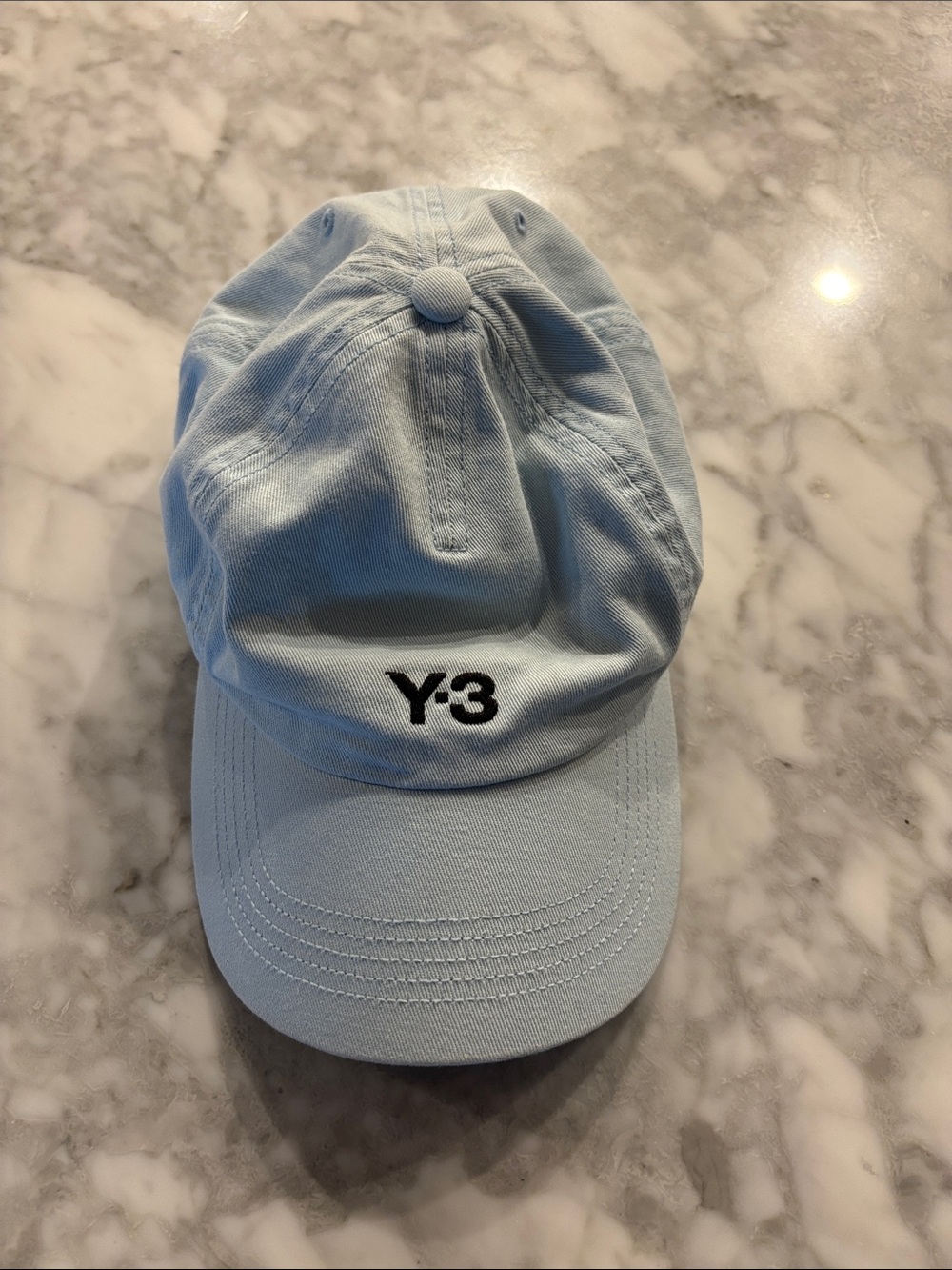 Y-3 Powder Blue Cotton Cap with Black Logo